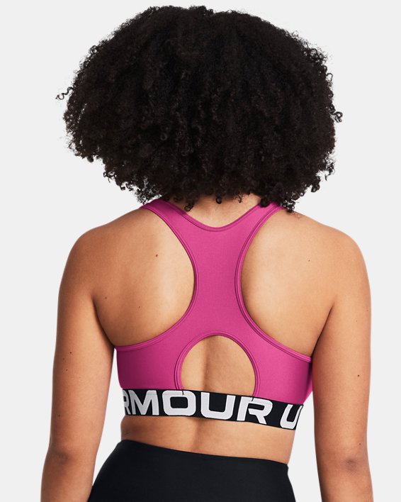 HeatGear® Armour Mid Sport-BH mit Branding für Damen, Pink, pdpMainDesktop image number 5
